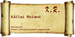 Kállai Roland névjegykártya