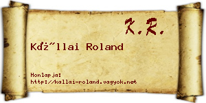 Kállai Roland névjegykártya